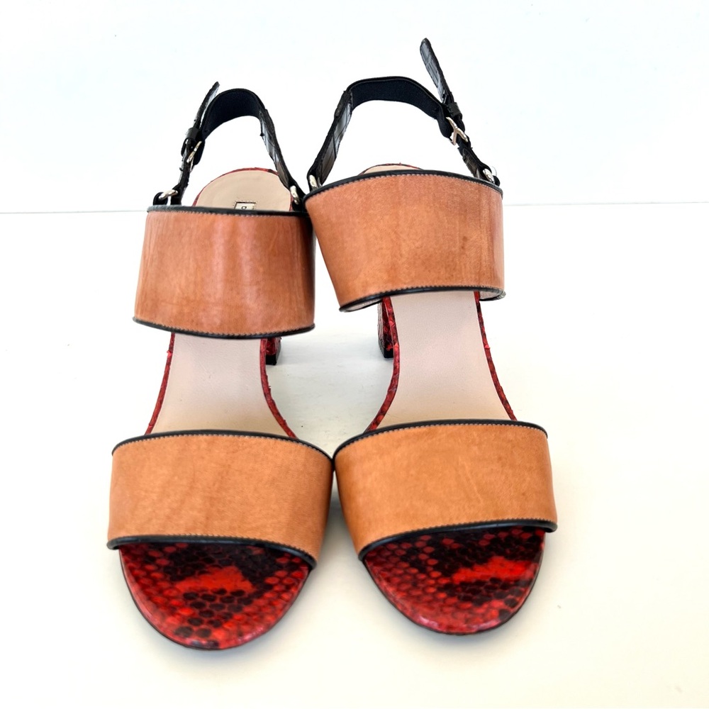 Dries Van Noten Tan W Python Leather Ankle Strap … - image 2